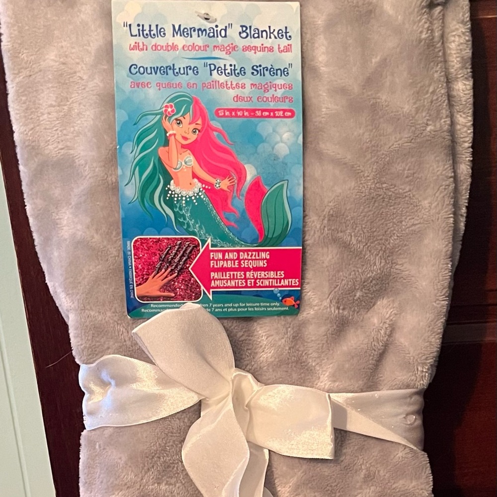 Gray Little Mermaid Blanket with Sequins